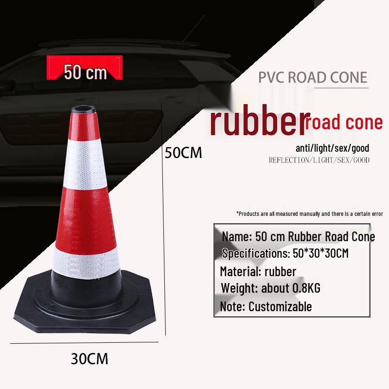 70cm Reflective PVC Road Safety Cone with Rubber Base