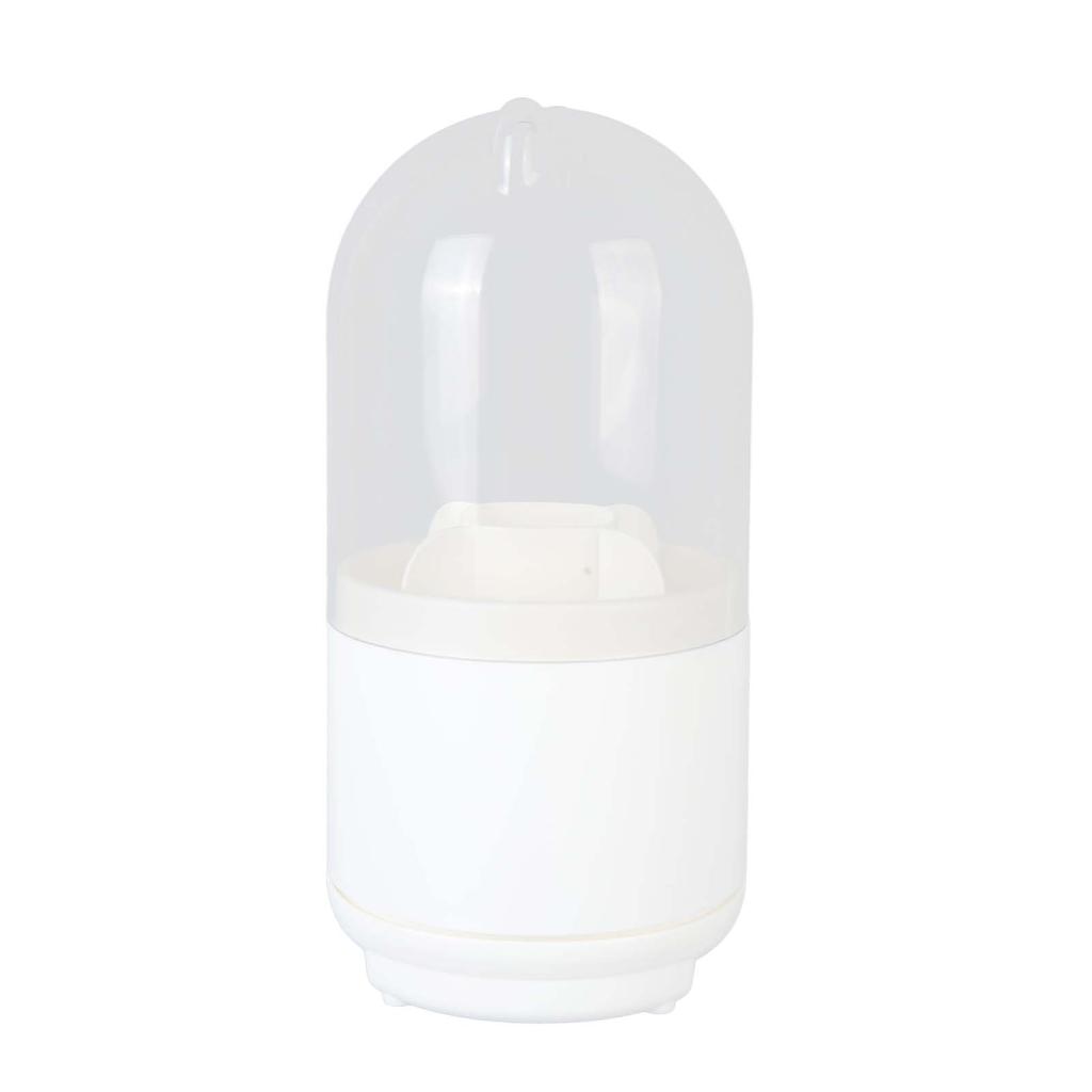 Makeup Brush Holder Organizer with Lid Desktop Rotating Dustproof Cosmetics Storage Container White