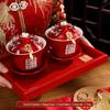 Wedding Tea Set: Red Bowls, Cups, and Chopsticks for Bride's Dowry