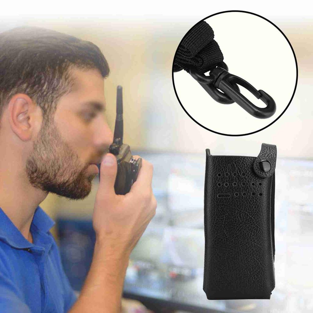 Harte PU-Ledertasche mit Rückenclip, Nylon-Schultergurt für Motorola GP328D Walkie Talkie