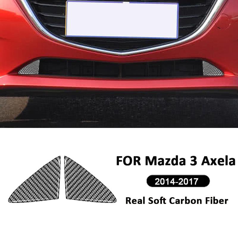 Carbon Fiber For Mazda 3 Axela 2014-2016 Car Front Bumper Triangle Panel Trim Cover Exterior Decoration Sticker Accessories