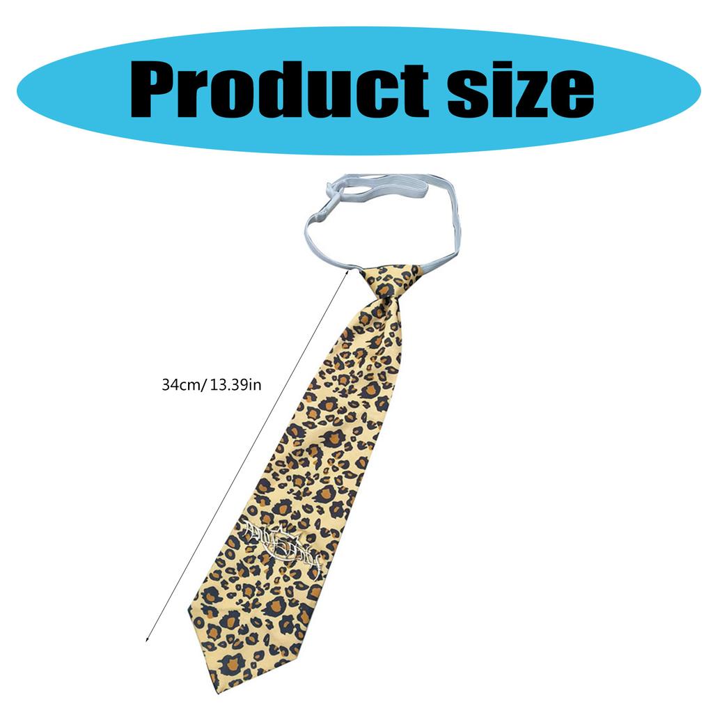 Vintage Shirt Tie Leopard Print Harajuku Student Uniform Adjustable Pre Tied Necktie for Women and Men Cosplay Neckwear