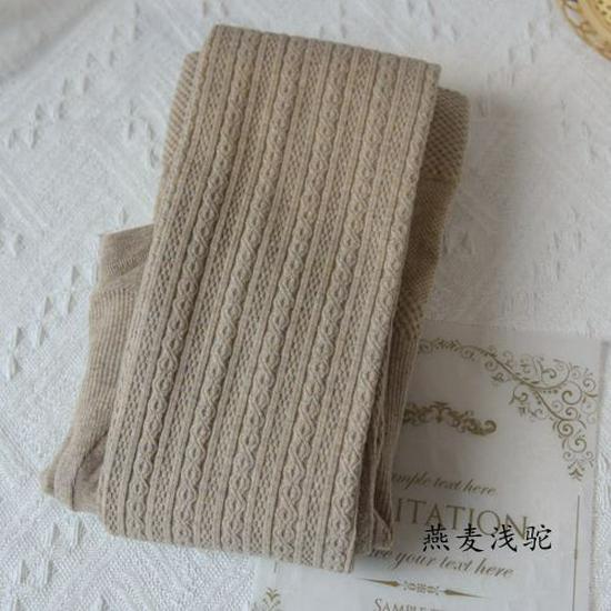 Women's Thickened Japanese Style Cable Knit White Tights with Plus Velvet & Warm Milk White JK Socks for Autumn/Winter