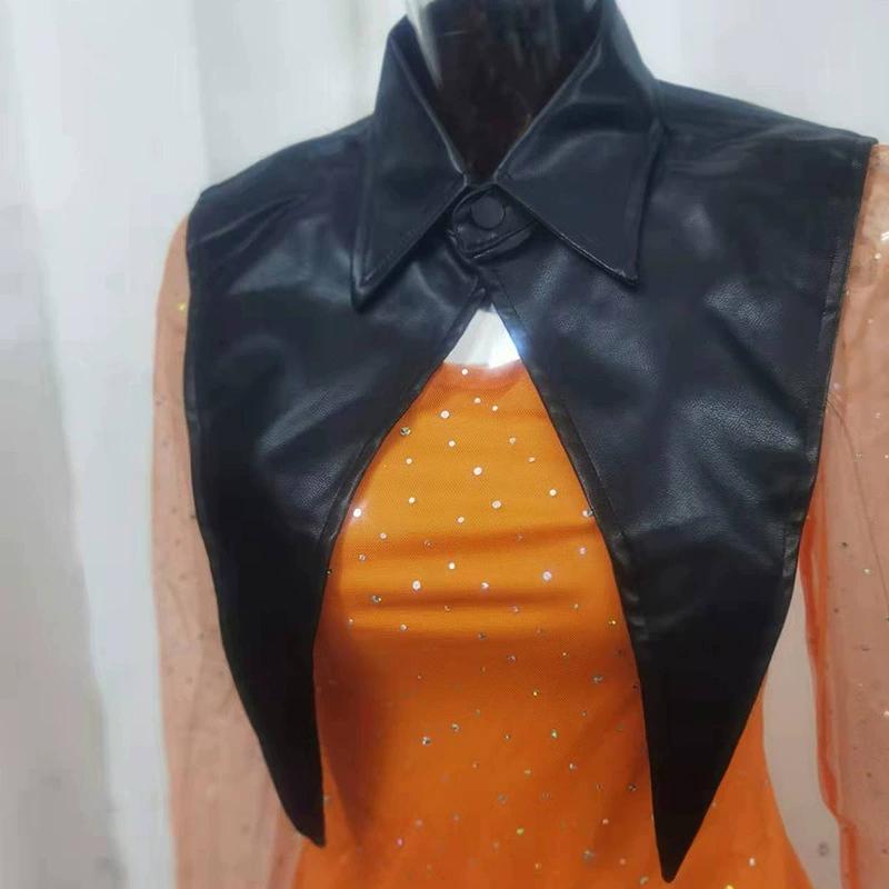 Guler Fals Femei Piele PU Detașabil Dickey Cămașă Jumătate de Cămașă Decorațiune Guler Ascuțit