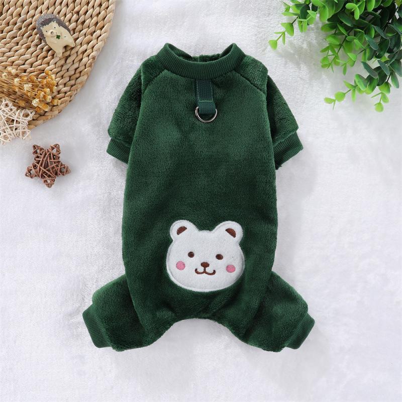 Pet Warm Fleece Clothes Four Legged Outfit for Dogs and Cats Winter Thickened Cozy Clothing with Leash Attachment Hoodless Cold Weather Protection