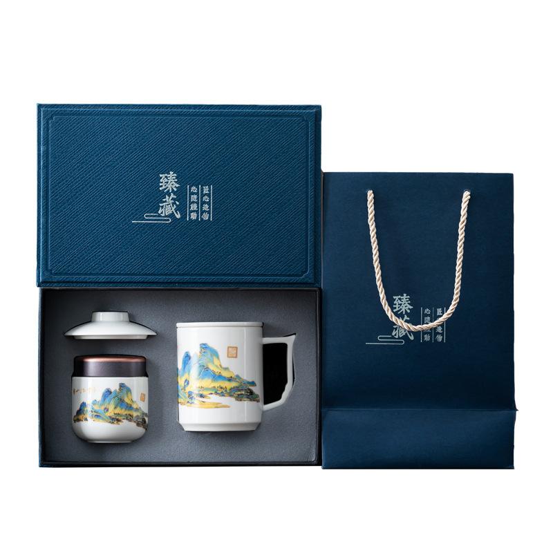 Business holiday gifts, souvenir gifts, office tea cup set, gift box for customer leadership company opening