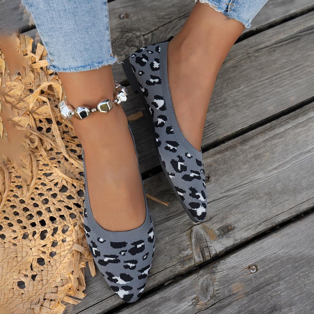 Fashion large size single shoes 2025 new square head comfortable flat sole single casual shoes soft sole shallow mouth one pedal knitted shoes