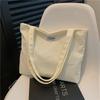 Korean Style Cotton Tote Bag for Women Solid Color Large Capacity Handbag Fashionable Casual Shoulder Purse CLE