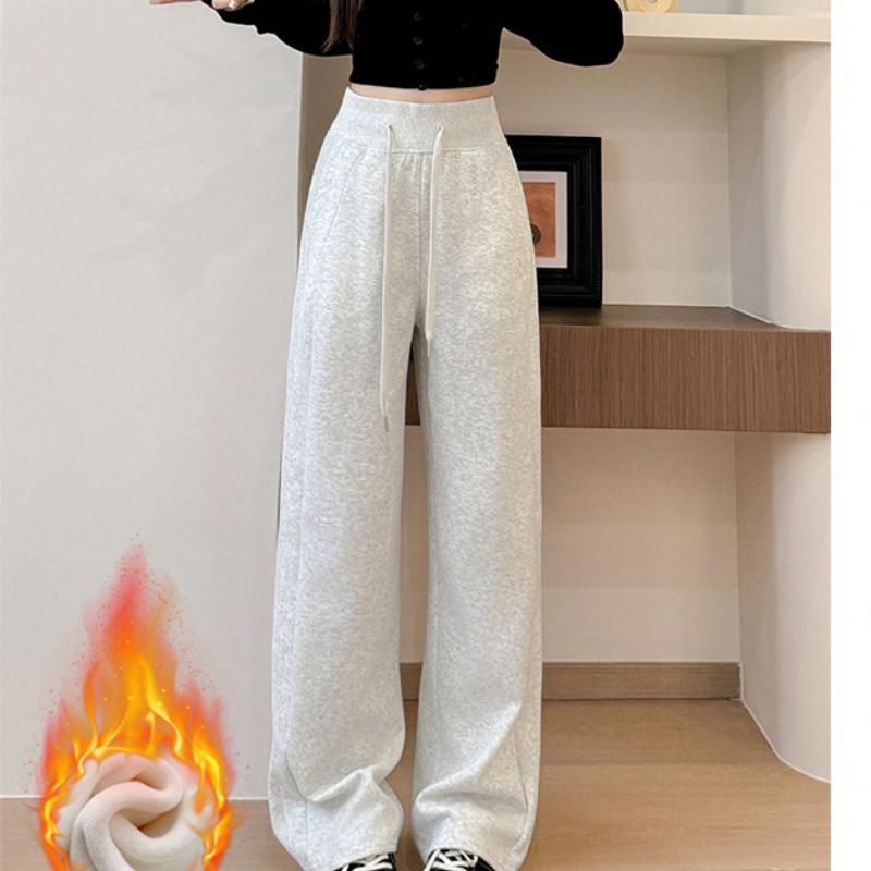 Sporthose für Damen im Herbst und Winter Neue lockere Straight-Leg-Sweathose Schmale Version mit Samt Weitbeinige Hose