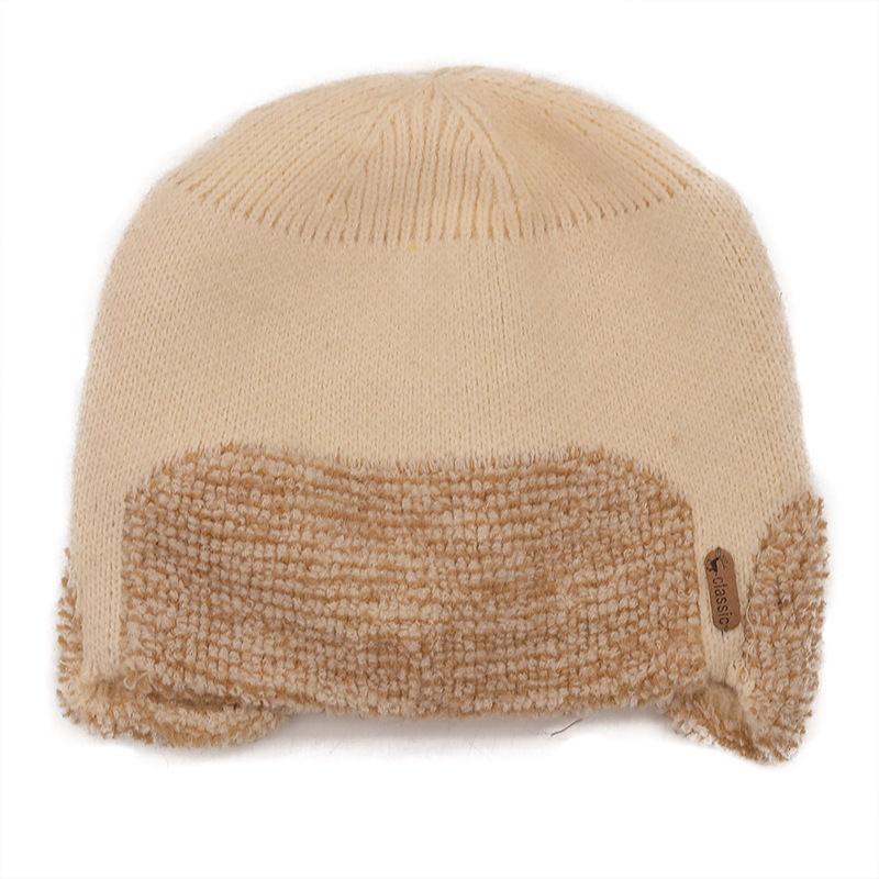 

Autumn and Winter Cycling Hedging Ear Protection Wool Thickened Warm Knitted Hat 55cm-63cm бежевий