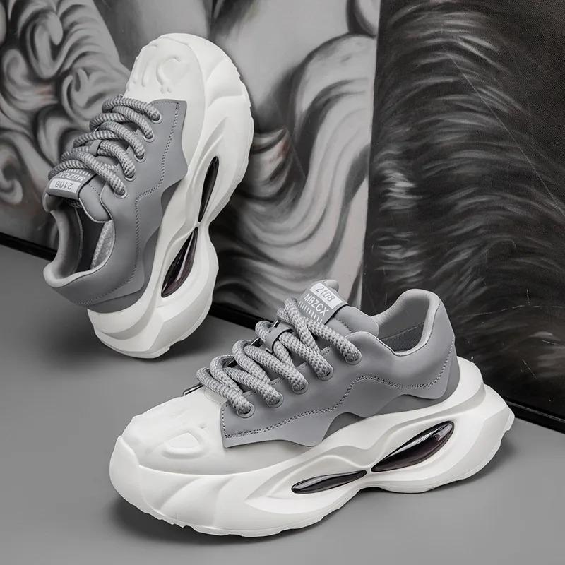 Men's Platform Shoes Fashion Thick-soled Sneakers Teenage Student Air Cushion Sports Shoe Outdoor Casual Shoes Zapatos De Hombre