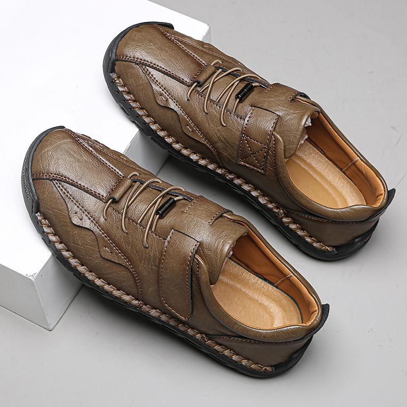 Fashion Retro Style Mens Hiking Shoes Non-Slip Outdoor Casual Shoes Leisure Male Sneakers Lace-Up Travel Walking Shoes Treking Footwear