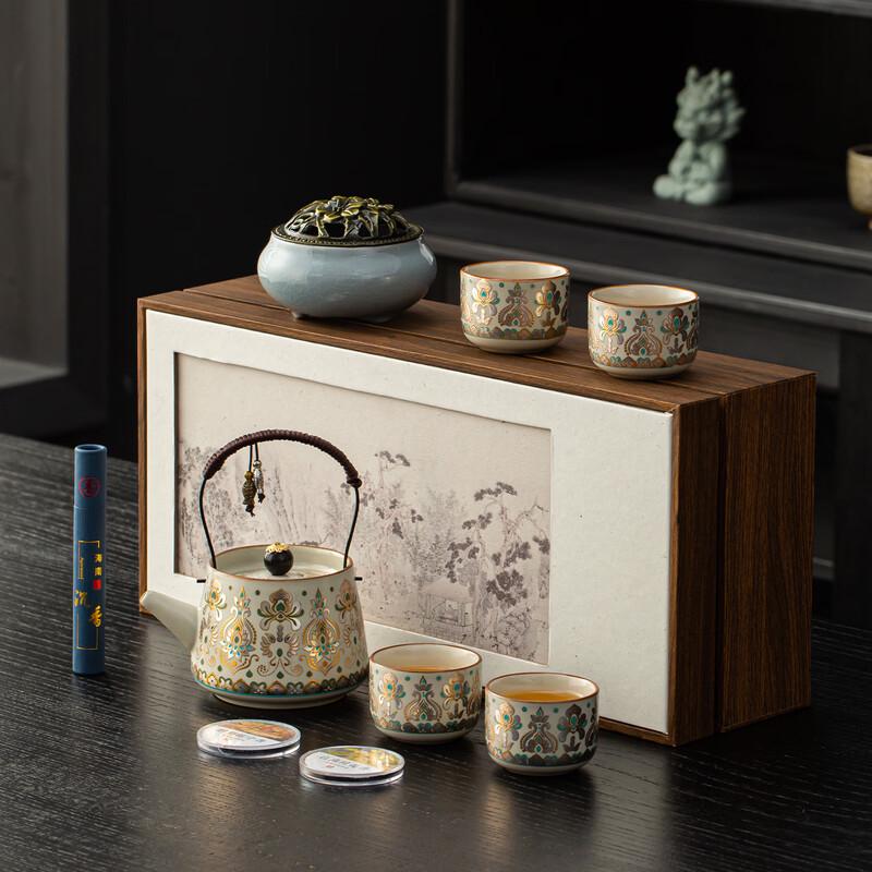 HX Ru Kiln Jinyincuo Overhead Handle Tea Set