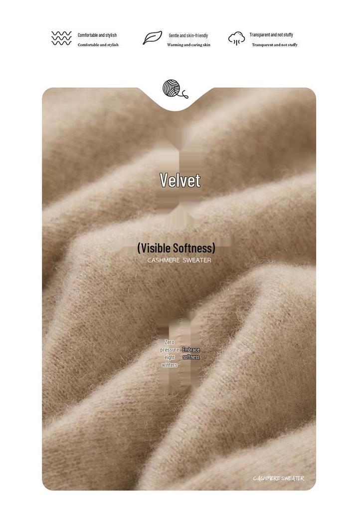 Women's Cashmere Polo Neck Half-Zip Sweater - Elegant Solid Color Knit Base Layer