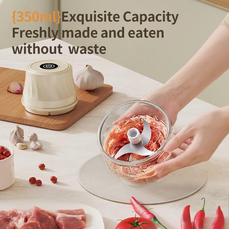 Portable Wireless Electric Meat Grinder & Garlic Masher - Mini Automatic Blender for Baby Food Processing