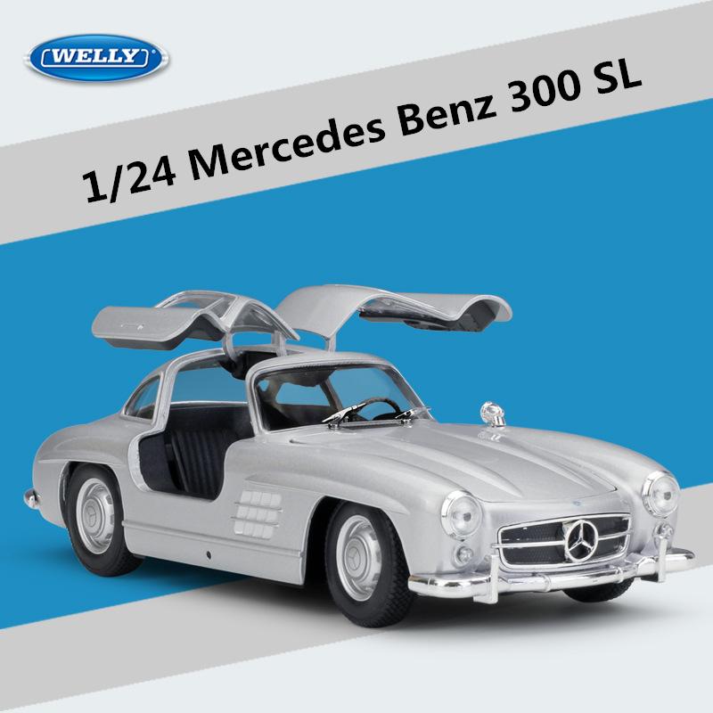 WELLY 1/24 Mercedes Benz 300SL Alloy Scale Model Car Model Diecast Metal Static Collection Children Toy Car Vehicles Gifts