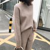 Knitted 2 Pieces Tracksuit Women Spring Autumn Winter O-neck Loose Sweater+Ankle-Length Pants Set with Pocket