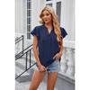 Summer T-shirt Solid Colour V-Neck Loose Short Sleeve Chiffon Shirt Tops for Women