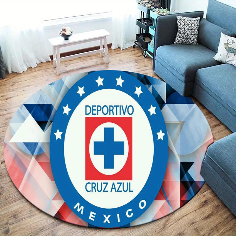 Cruz Azul Round Area Rug,Carpet Rug for Living Room Bedroom Sofa Playroom Decor,Non-slip Floor Mat