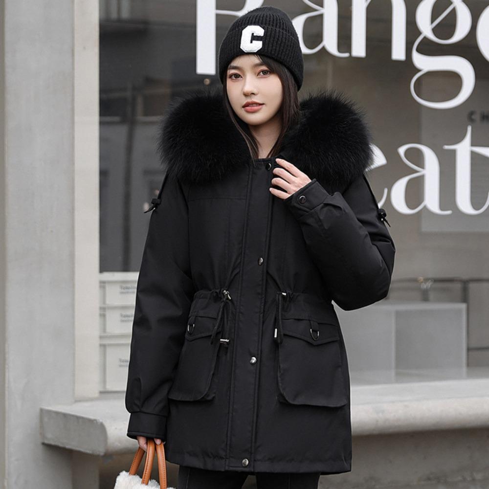 New Korean Version Loose Thickened Removable Liner Padded Jacket Winter Big Fur Collar Padded Jacket Women