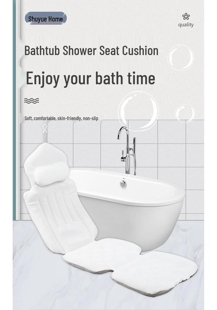 In Stock Cross-Border Full Body Bath Pillow with Suction Cup Backrest Cushion