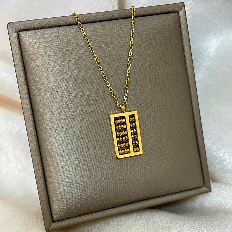 18K Vergoldete Kupfer Schlüsselbeinkette mit Abakus Kürbis Schwan Design.