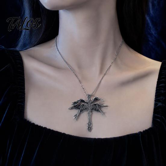 Comfortable Wear Necklace for Ladies Vintage Six-Winged Angel Pendant Necklace, Gothic Wing Charm Jewelry, Elegant Jewelry Daily Fashion Women