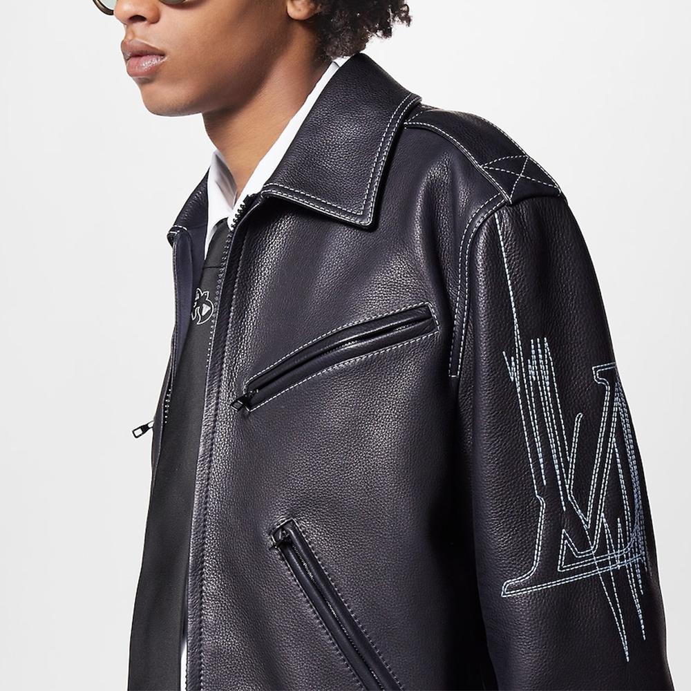 Louis Vuitton FW22 Leather Jacket Coat Men's Black 1AAVCA