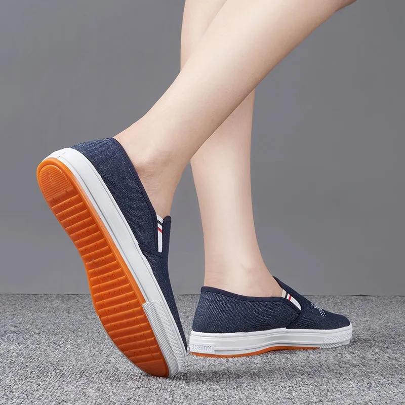 Vår og høst Gamle Beijing tøysko Kvinnelige Sklisikker lerretssko myk bunn Student Kvinnelige sko