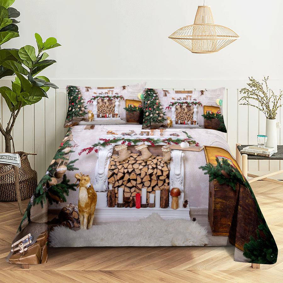 Julesengesett og putevar Sengetøy Laken Dynetrekk King Queen Size for enkeltdobbeltsenger 220x240 Twin Full Tynt Mykt