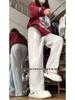 2024 Autumn Women's Off-White American-Style Wide-Leg Cuffed Joggers
