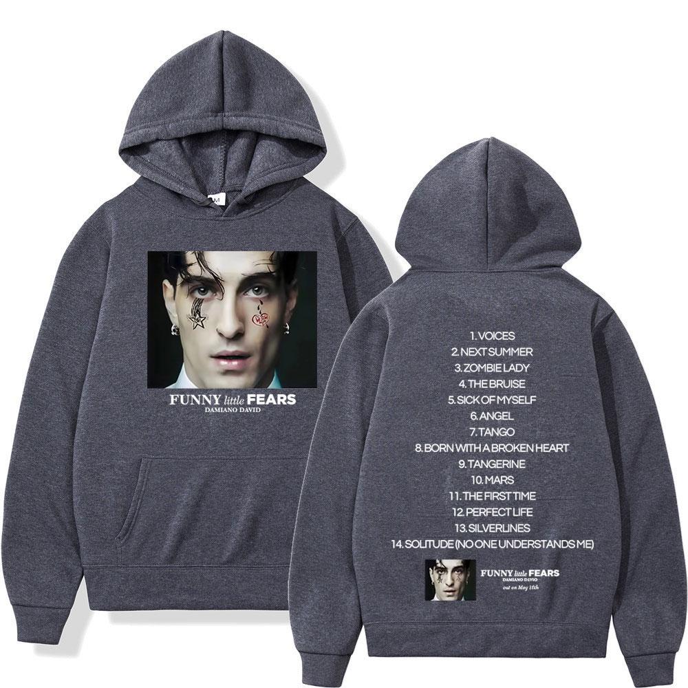 FUNNY Little FEARS Album 2025 Damiano David Hanorac Imprimat pe Ambele Părți Modă Bărbați Pulover Oversized Fleece Casual