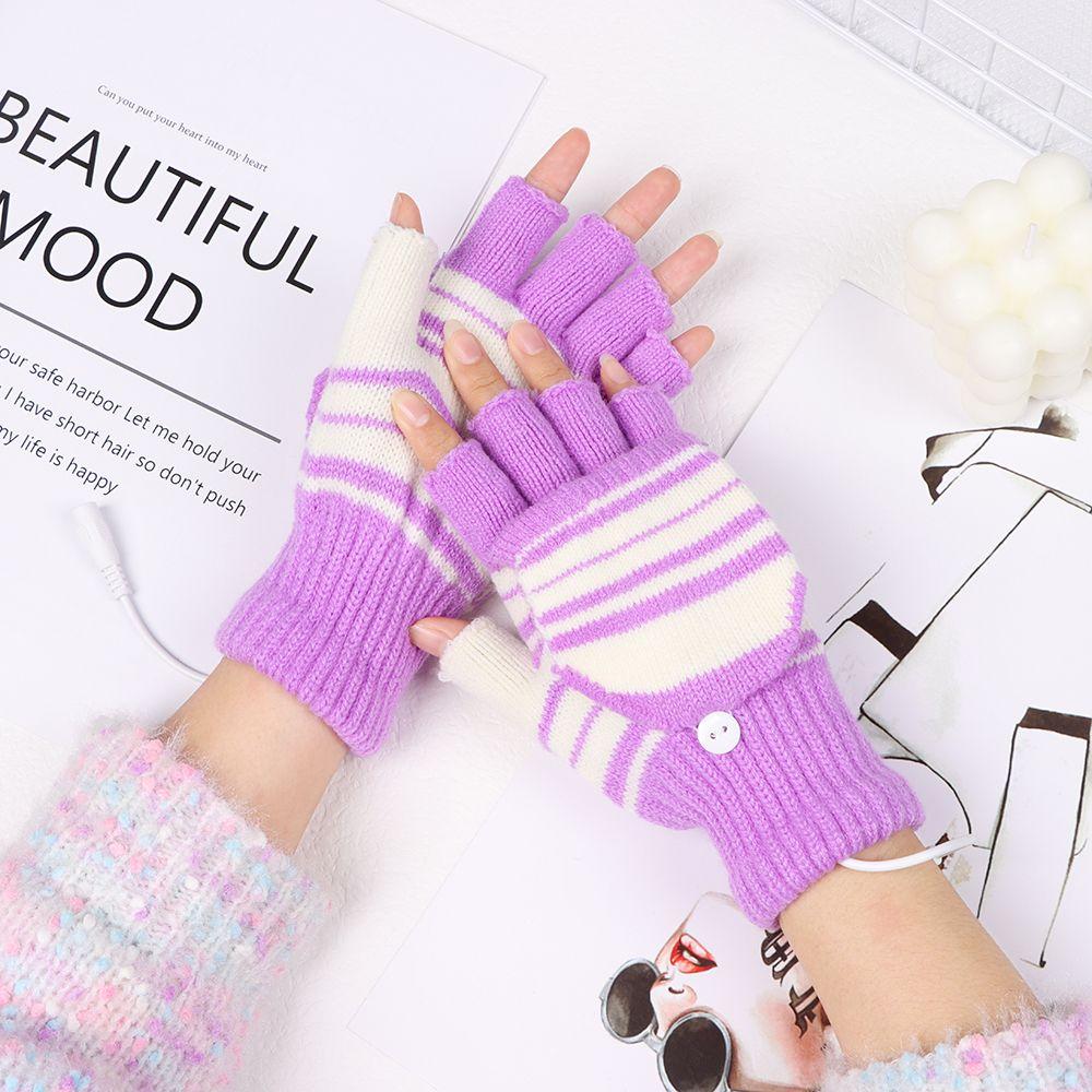 USB Winter Full&Half Finger Gloves Knitted Mitten Electric Heating Gloves Heated Gloves
