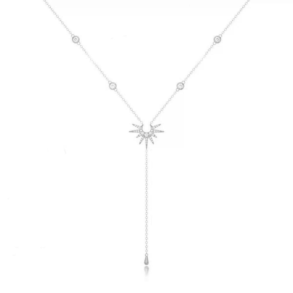 Modische goldfarbene Y-förmige Anhänger-Halsketten für Frauen Mädchen Luxus Zirkonia Lange Quaste Hängende Choker-Schmuck 2025 Geschenke