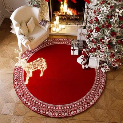 Alfombra Decorativa para Árbol de Navidad Área Grande Alfombra Circular Navideña Lavable Antideslizante Alfombra Decoración Ambiente Año Nuevo