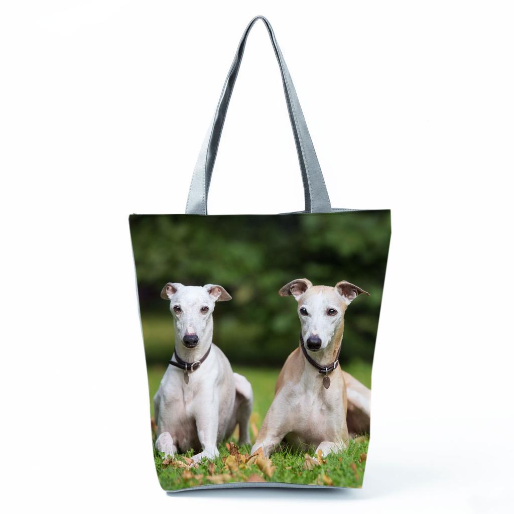 Greyhound Shopping Bags Casual Groceries Women Handbags Animal Dog Graphic Large Capacity Shoulder Bags Portable Foldable Totes