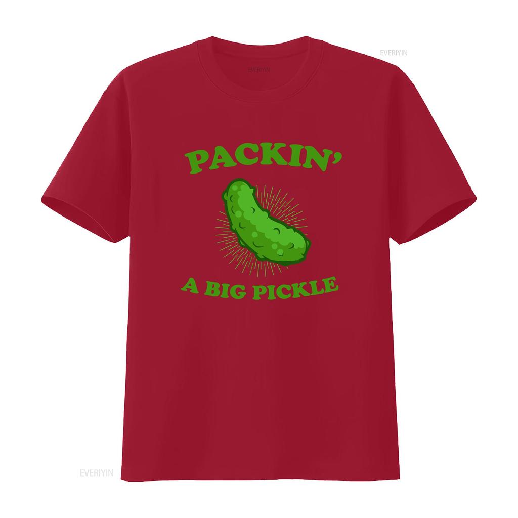 Packin A Big Pickle For Lovers T Shirt Vintage Washed Casual Slightly Streetwear Designer Clothes Unisex Homme Versatile