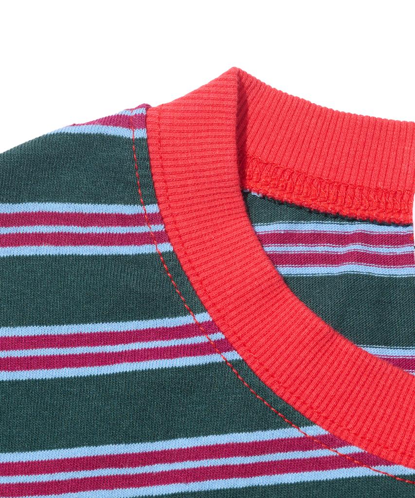 TAILOR STUDIO Classic Striped Short Sleeve T-Shirt (Charcoal/Purple)