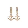 1 Pair Fashion Anchor Zirconia Dangle Earrings for Women Golden Earring Jewelry Party Accessories