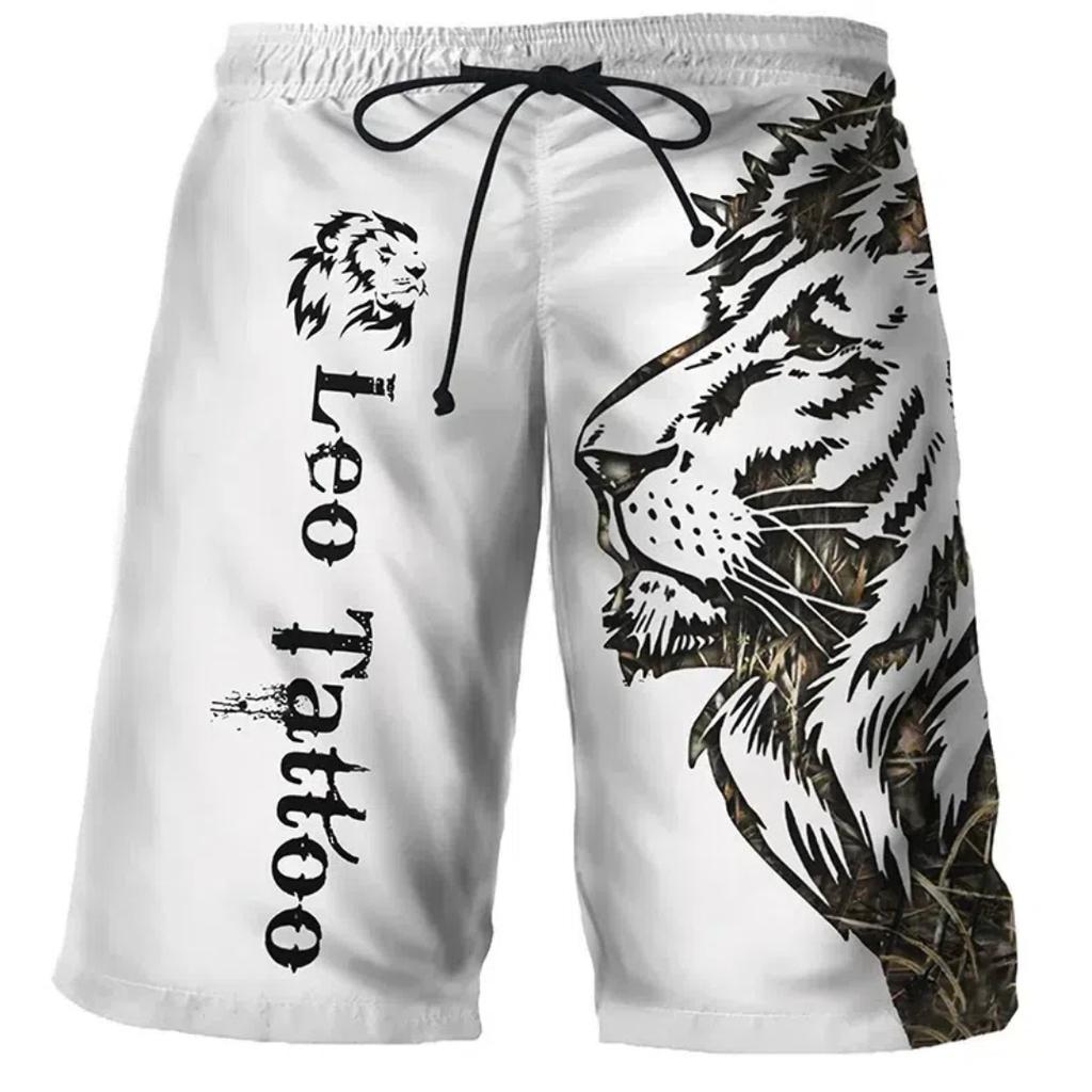 Cool Tiger Wolf Summer Shorts Comfortable Surfboard Hawaiian Beach Shorts Quick Dry Sports Shorts Men's Beach Shorts Boys