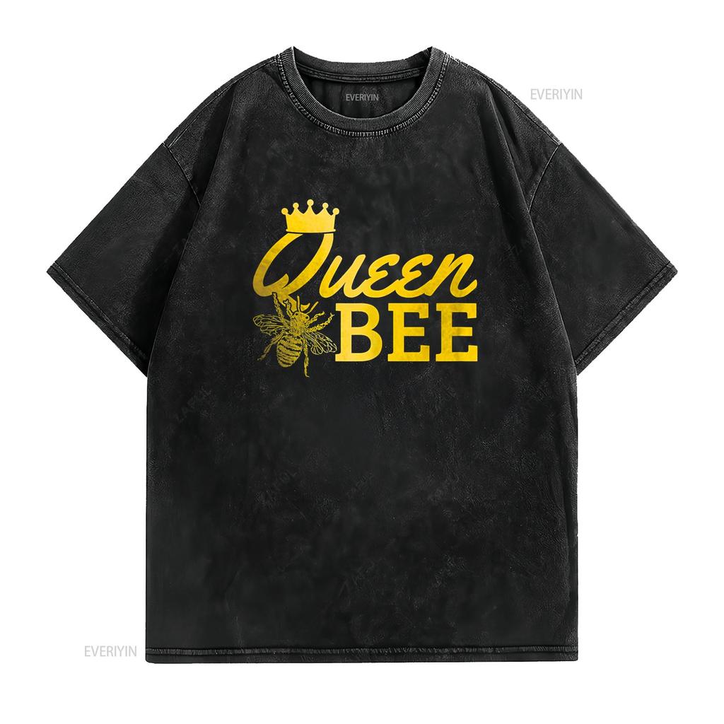 Womens Queen Bee Beekeeper Beekeeping Vintage Funny Cute Girls T Shirt Vintage Washed Versatile Fashion Breathable Graphic