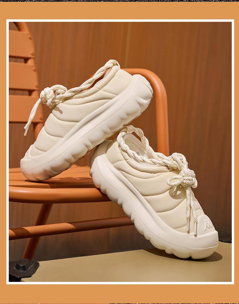 Kappa Velvet Cloud Shoes with Thick Soles, Warm and Casual Cotton Shoes, Anti Slip and Wear-resistant, Versatile and Trendy On the Street