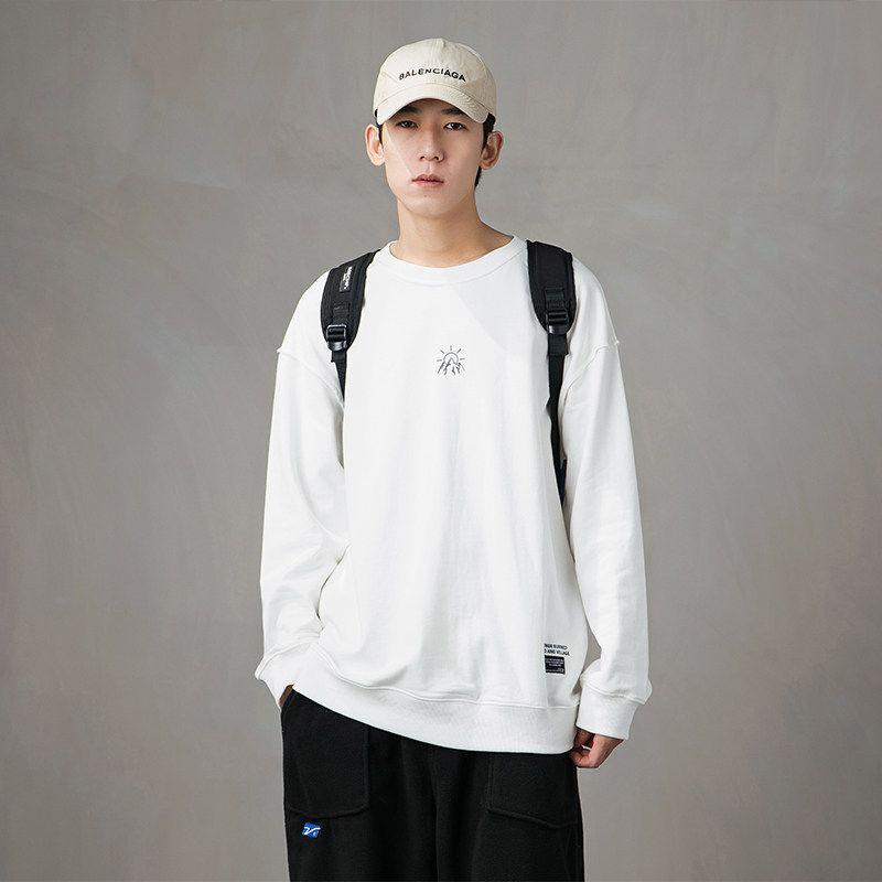 Wassup Fashion Brand Cartoon Smiley Face Fleece-lined round Neck Hoodie Boys Spring, Autumn and Winter All-Matching Couple Pullover Top Heavy