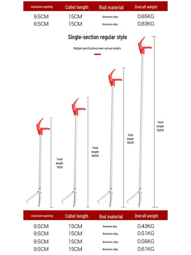 Aluminum Alloy Extended Crab & Loach Pliers - Outdoor Snake Control Tool