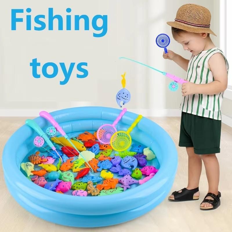 Inflatable fish pond children's magnetic fishing toy pool kindergarten puzzle parent-child game multiplayer collaboration