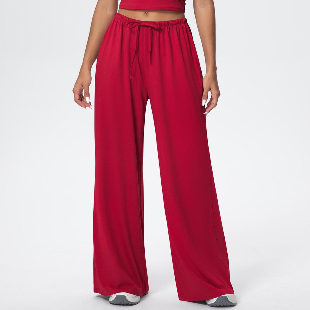 Breathable Wide-Leg Loose Casual Yoga Pants with Elastic Drawstring for Women