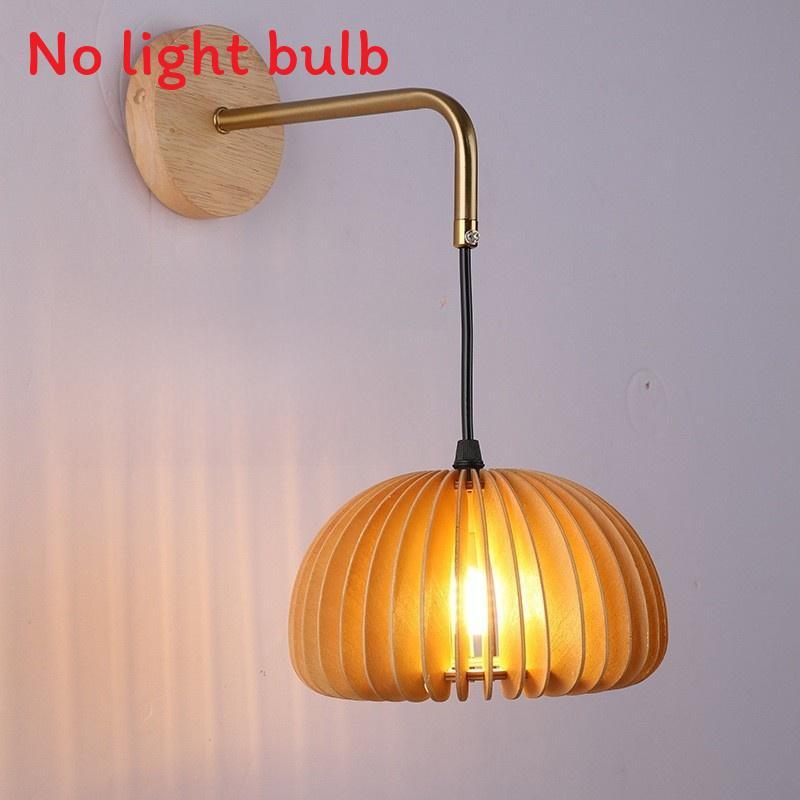 Pumpkin Shape Wooden Wall Light With Led Bulb And Contemporary Design For Home Bedroom And Lounge
