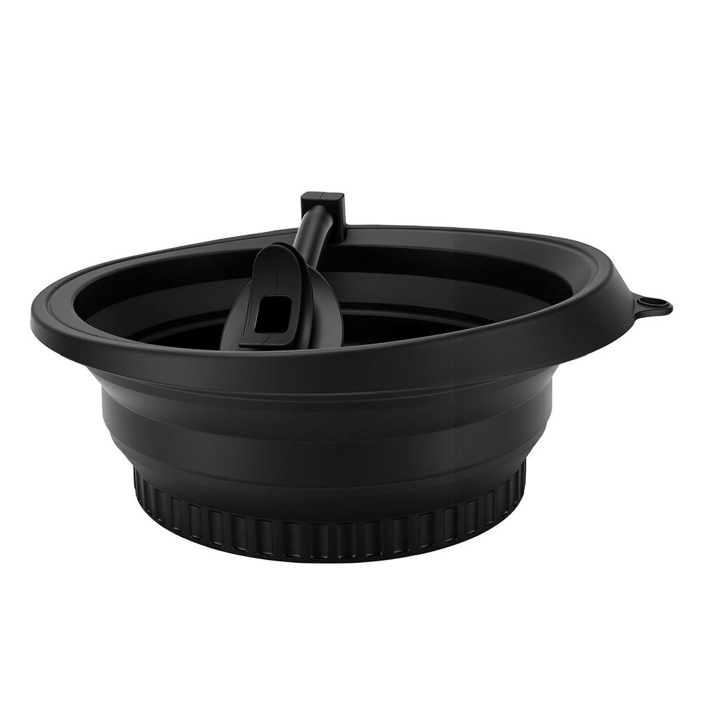 Silicone Ice Bath Bowl with Built In Ice Grid Ventilation Tube Foldable Face Ice Silicone Bowl for Skincare Black