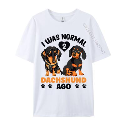 I Was Normal 2 Dachshund Ago Funny Quote Tshirt Top Tshirts Family Retro Men Tops Shirt Printing Black Graphic Tees
