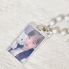 Silver Metal Star Idol Photo Frame Badge Holder with Beaded Chain